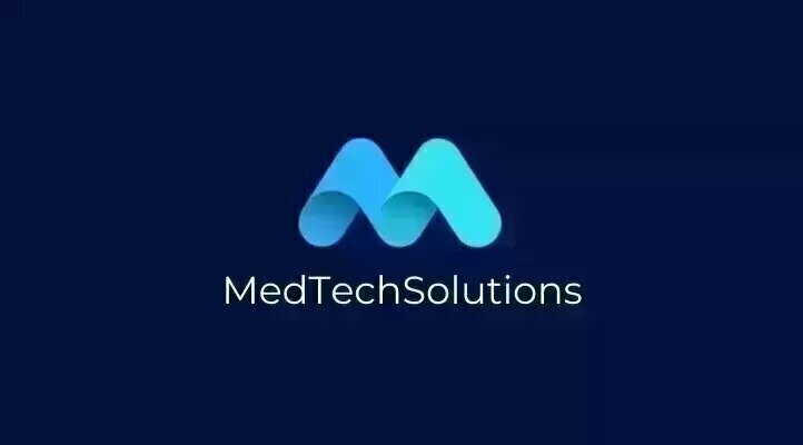 Logo MedTech Solutions na granatowym tle